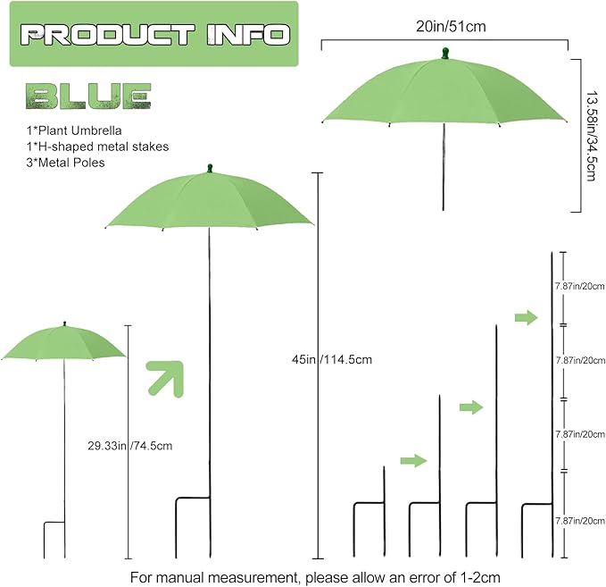 Plant Umbrella Shade For Outdoor Plants, Adjustable Height Plant Shade Umbrella Garden Sun Shade Cover For Potted Plants Garden Bed Flower Pot From Sun And Rain