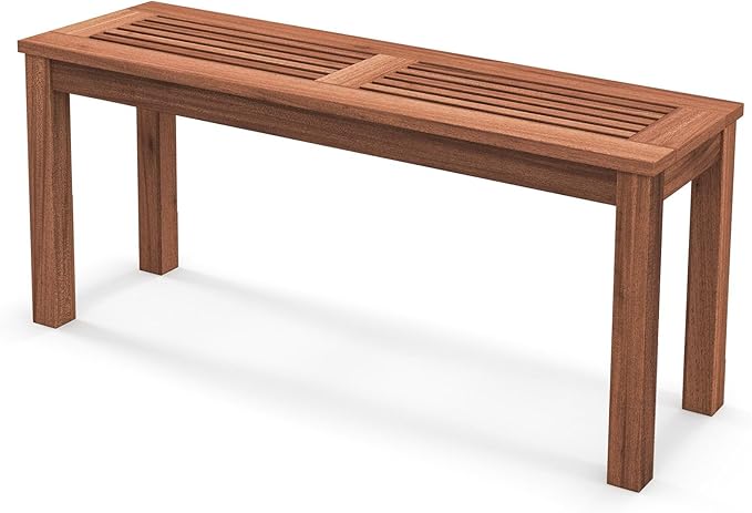 COSTWAY Outdoor Bench, 39.5” Backless Solid Wood Narrow Bench for Outside, Patio, Park, Garden & Front Porch (1)