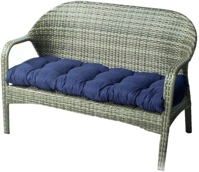 Indoor/Outdoor Bench Cushion, Cotton, for Garden Furniture, Loveseat Cushion, 51.2"x19.7" Patio Wicker Seat Cushions for Lounger Bench (Navy Blue),