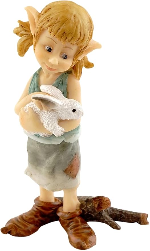 Top Collection Miniature Fairy Garden and Terrarium Pixie Hugging Bunny Figurine