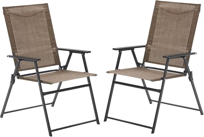 VICLLAX 2 Pieces Patio Chairs, Outdoor Dining Chairs for Lawn Garden and Porch, Brown