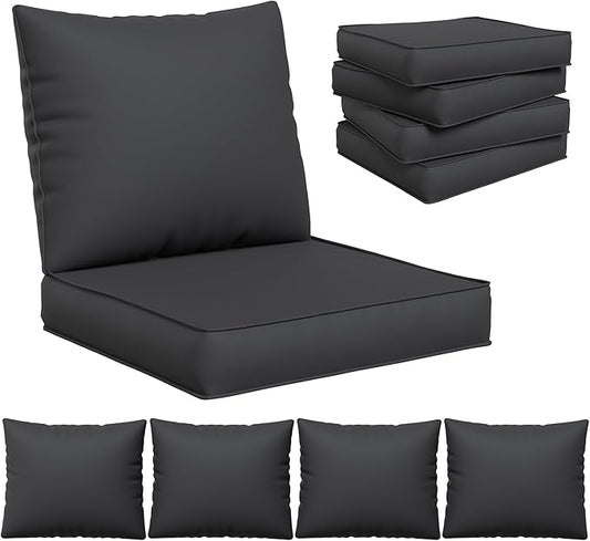 UDPATIO Outdoor Cushions for Patio Furniture, 4'' Replacement Cushions for Outdoor Furniture, Set of 4 Water-Resistant Outdoor Sectional Cushions for Sofa Couch Chair (Black)