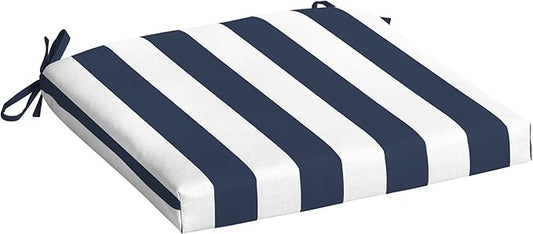 Arden Selections Rocking Chair Cushion, 19 x 18, Rain-Proof, Fade Resistant, Cushions for Rocking and Outdoor Chairs 18 x 19, Sapphire Blue Cabana Stripe (Pack of 4)