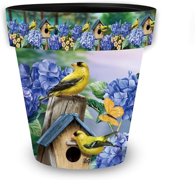 Briarwood Lane Goldfinches and Hydrangea Small Planter