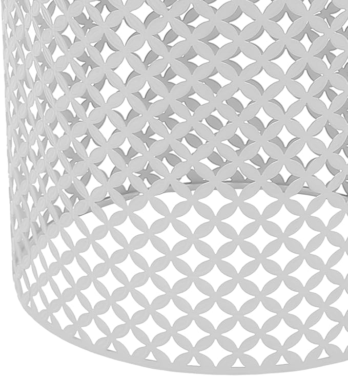 2PCS Outdoor Side Table, Heavy Duty Metal Frame Side Table Decorative Garden Stool Modern End Table Round Coffee Table for Patio Gardens Balconies Cafes (White)