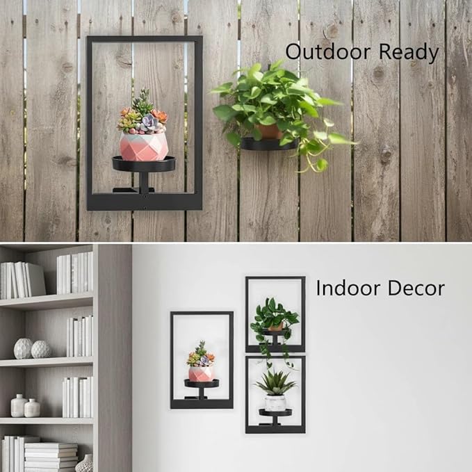 Wall Planter for Indoor Plants,Metal Floating Plant Racks,Picture Frame Design Hanging,Suitable for Window Plant Holders for Living Room,Bedroom,Balcony,Entryway,Patio 3-Pack