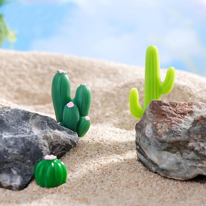 12 PCS Mini Resin Cacatus Plants, Fairy Garden Accessories, Miniature Figurines, Micro Landscape Ornaments