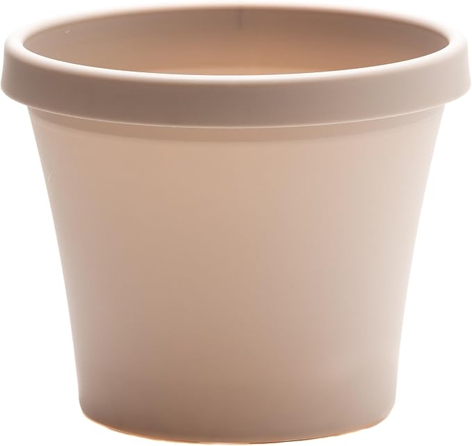 Bloem Terra 6" Diameter Round Pebble Stone Resin Planter Pot with Drainage Holes for Indoor and Outdoor Gardening