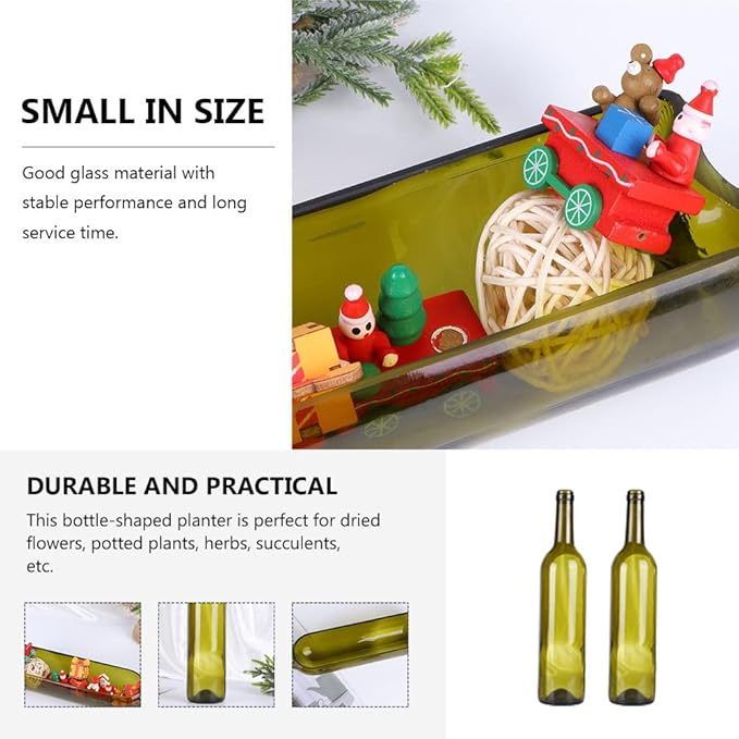 DOITOOL Glass Candle Holder Decorative Bottle 12.59In Cut Wine Bottle Vase Planter for Succulents Dried Flowers Table Centerpiece
