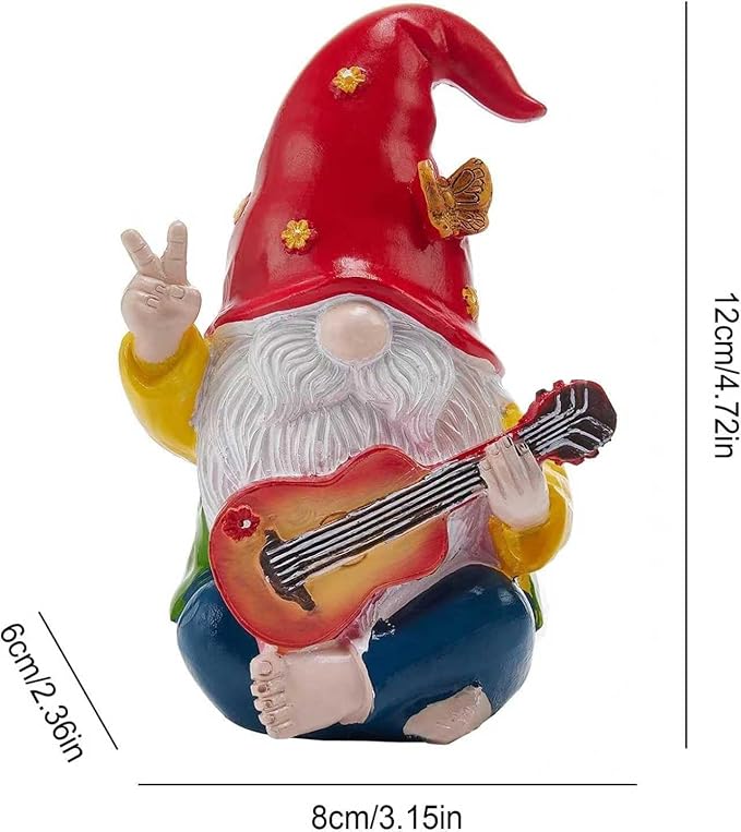 Hippie Garden Gnome Decor Statue,Funny Garden Gnomes with Peace Sign Decor Outdoor ，for House,Lawn,Patio and Porch, Gifts Hippie for Friend,Family