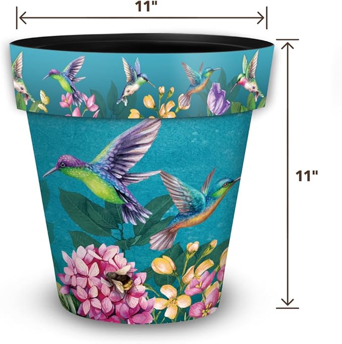 Briarwood Lane Spring Planter 11.75" x 11" x 11" Springtime Hummingbirds Medium for Spring Planter