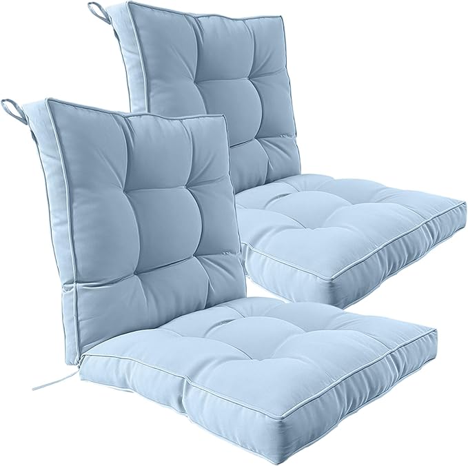 2 Piece Outdoor Patio Chair Cushions, Fade Resistant Outdoor Cushions for Patio Furniture, 6 inch Thickened Rocking Chair Cushions Set (Sky Blue, 24x24x6 inch - 2 Pieces)