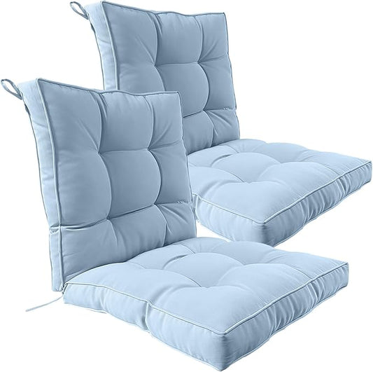 2 Piece Outdoor Patio Chair Cushions, Fade Resistant Outdoor Cushions for Patio Furniture, 6 inch Thickened Rocking Chair Cushions Set (Sky Blue, 24x24x6 inch - 2 Pieces)