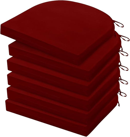 HARBOREST Outdoor Chair Cushions Set of 6, Water Resistant Patio Chair Cushions with Ties, Outdoor Seat Cushions for Patio Furniture, 17"x16"x2", Burgundy