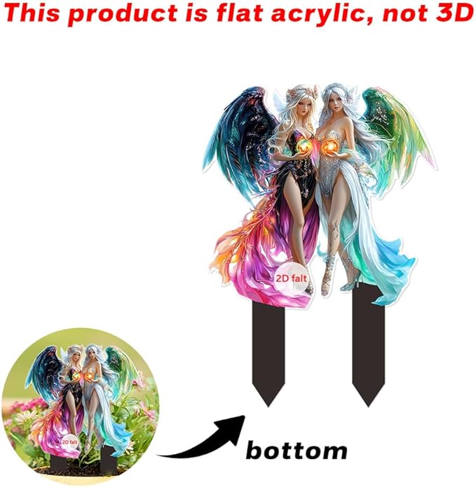 Garden Decor, Acrylic 2D Stake, Pot Plants Garden Yard Lawn Outdoor Fairy Statue Ornaments, Fairy Garden Accessories Decoration (Style C)