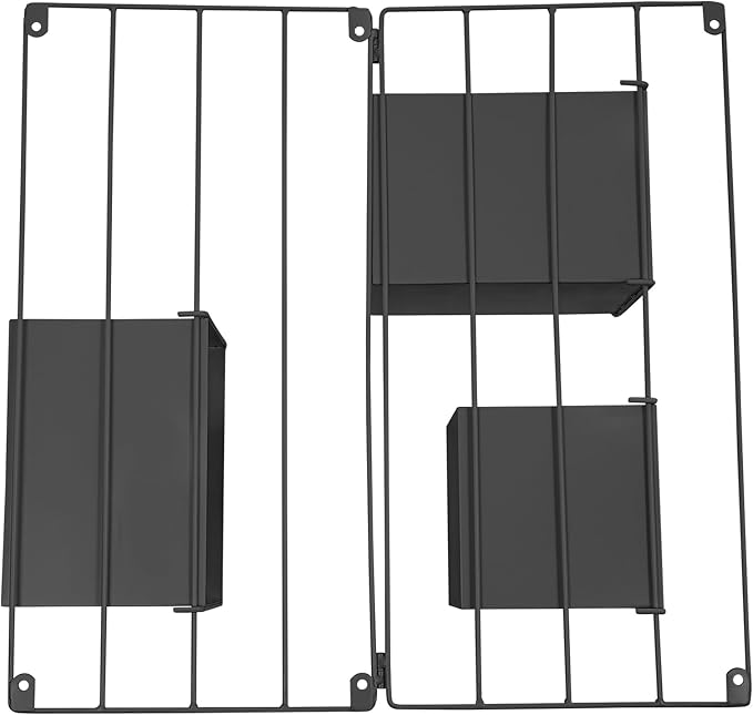 Vertical Garden Wall Planter, Wall Mounted Plant Holder with Grid and 3 Pots, Indoor Outdoor Hanging Garden Planter for Patio Herb Load Capacity 44.09 lbs 19.69x19.69inch (Black)