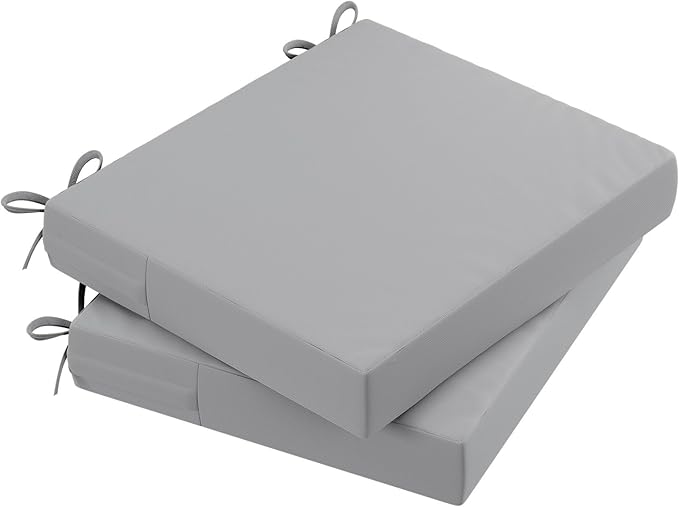 AAAAAcessories Outdoor Seat Cushions for Chairs, Waterproof, Fade-Resistant, 20" x 18" x 3", Patio Furniture Replacement Cushions, Set of 2, Gray