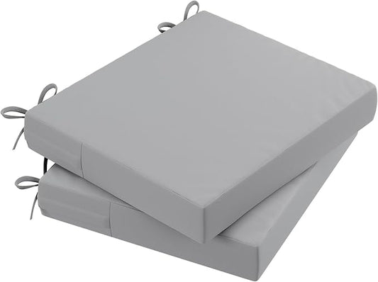 AAAAAcessories Outdoor Seat Cushions for Chairs, Waterproof, Fade-Resistant, 20" x 18" x 3", Patio Furniture Replacement Cushions, Set of 2, Gray