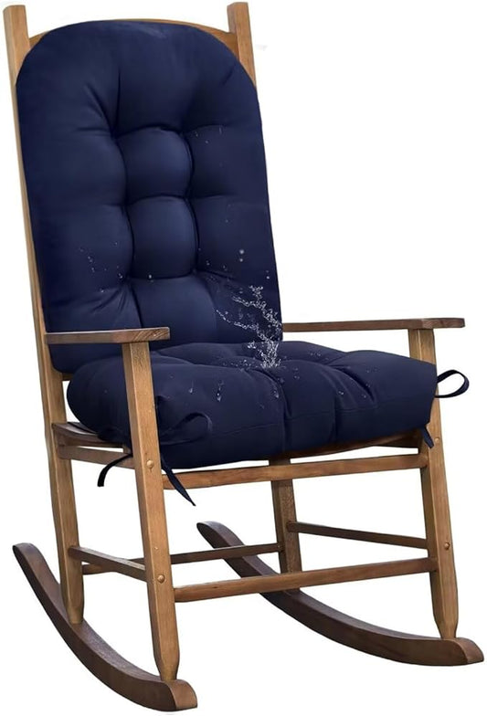 Waterproof Rocking Chair Cushion Patio Chair Cushions Tufted Chair Pads for Rocker Furniture Indoor Outdoor Navy Blue