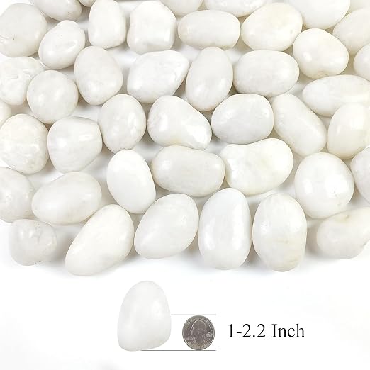 40LB White River Rocks for Landscaping,1-2.2 Inch Polished Pebbles for Plants, Decorative Stones for Landscaping. Succulents, Crafting,Fish Tank,Garden,Vase Filler, Outdoor Decoration
