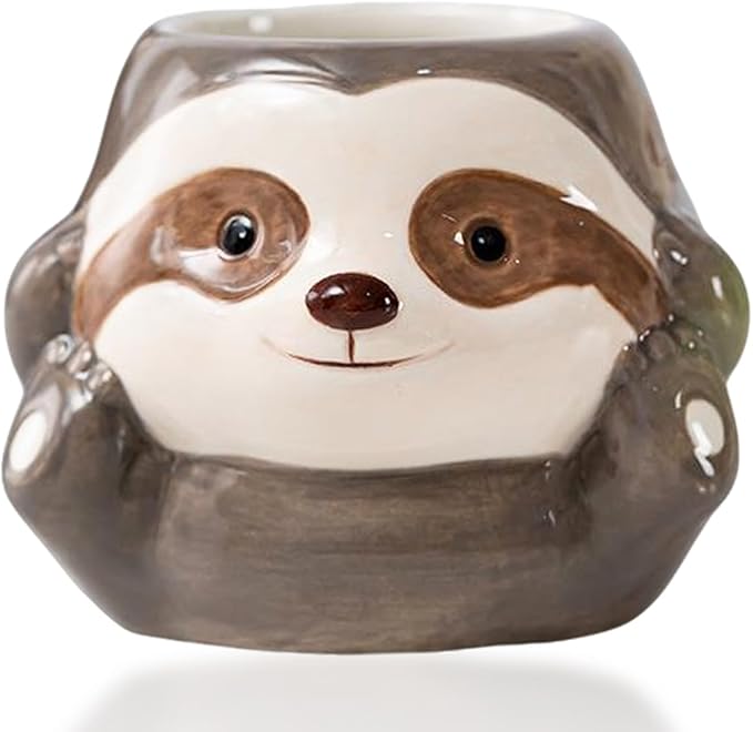 Ceramics Animals Succulent Planters Small Succulent Pots Cute Plant Pots Tabletop Decorations for Indoor Plants Home Office Garden Flower Pot Gifts for Plants Lover (Sloth)