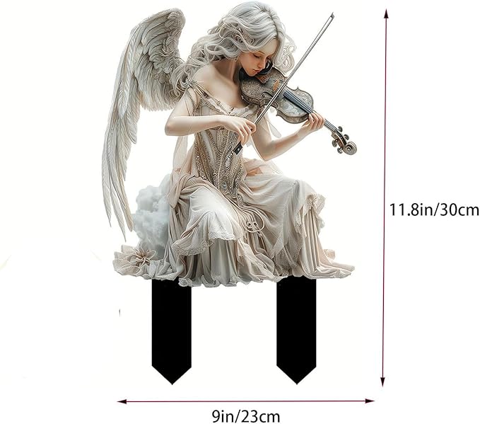 JOYO 11.8''Bohemian Fairy Flower Pot Decoration,Fairy Garden Planter Accessories,2D Acrylic Ground Plug,Fairy Pumpkin Angel Garden Stake for Pot Plants and Garden Yard Lawn Décor (P06)