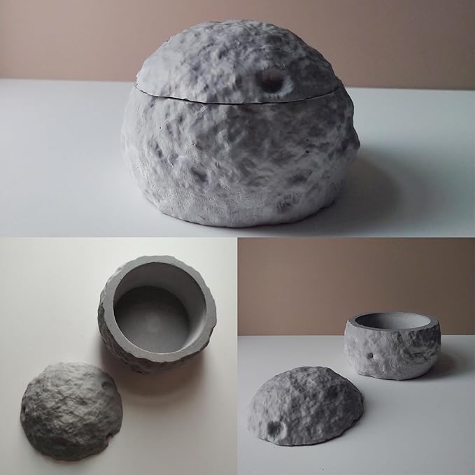 Storage Box Silicone Molds, Moon Shape Candle Holder Jewelry Container Resin Concrete Mold, Unique Round Epoxy Resin Casting Molds for Trinket Holder Succulent Pot Art Craft Decor
