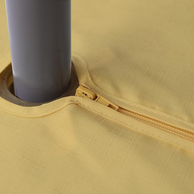 Outdoor Tablecloth Wrinkle-Free Stain Resistant Waterproof Polyester Fabric Table Cover with Zipper Umbrella Hole for Picnic/Party/Dinner/Patio Garden(60×84inch,Zippered,Yellow)