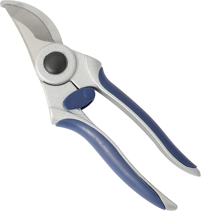 Amazon Basics Professional Bypass Pruning Shears, Lightweight Garden Clippers for Cutting Flowers, Trimming Plants, 7-inch Steel Garden Scissors, Blue