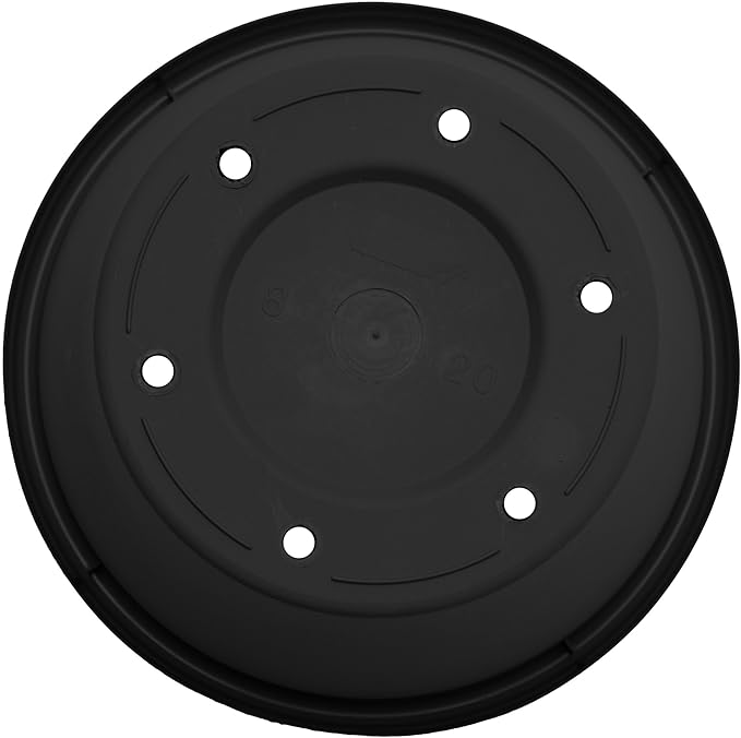 Bloem Terra 8" Diameter Round Black Resin Planter Pot with Drainage Holes for Indoor and Outdoor Gardening
