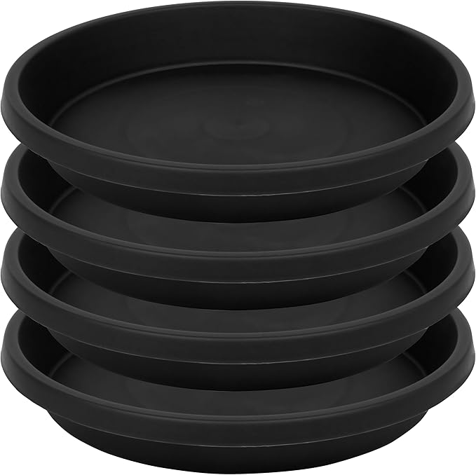 4 Pack Plant Saucer 12 Inch, Heavy Sturdy Plastic Plant Trays for Pots, Plant Water Catcher Tray for Plants, Plant Drip Trays, Plant Saucers for Indoors no Holes