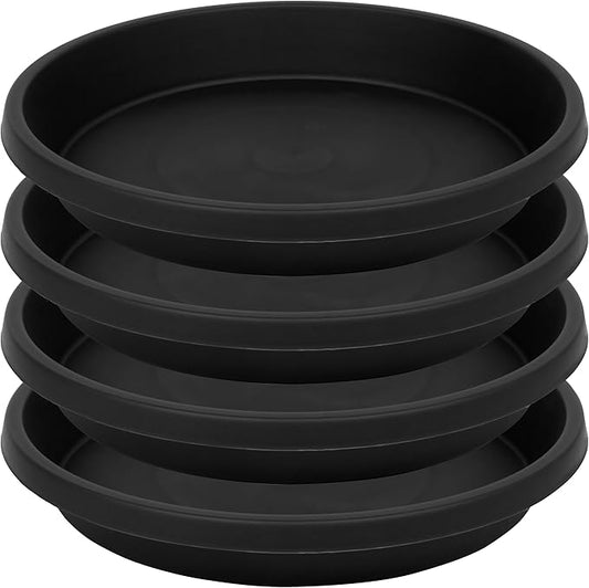 4 Pack Plant Saucer 12 Inch, Heavy Sturdy Plastic Plant Trays for Pots, Plant Water Catcher Tray for Plants, Plant Drip Trays, Plant Saucers for Indoors no Holes