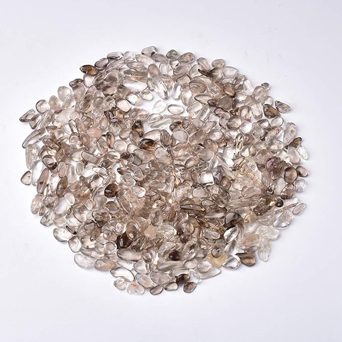 IMALY Smoky Quartz Tumbled Chips Stone Polished Crushed Healing Crystal Quartz Pieces Irregular Shaped Stones for Home Decorative Stones Vases Plants Succulents 0.5lb
