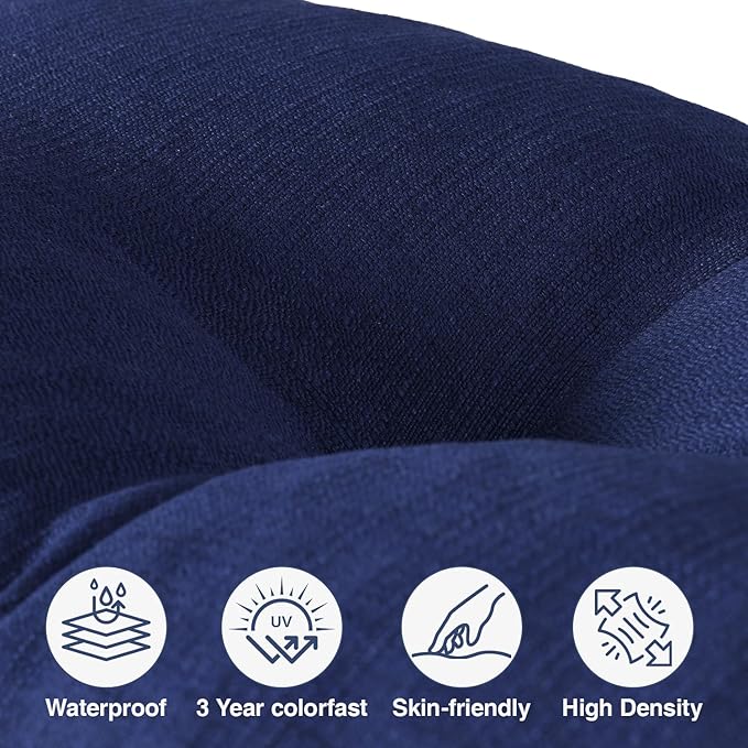 Favoyard Indoor/Outdoor Bench Cushion 36 x 14 Inch Waterproof & 3-Year Fade-Resistant Patio Furniture Cushions for Garden Porch Swing Chair Tufted Pad for Sofa Couch Seat with Ties, Blue