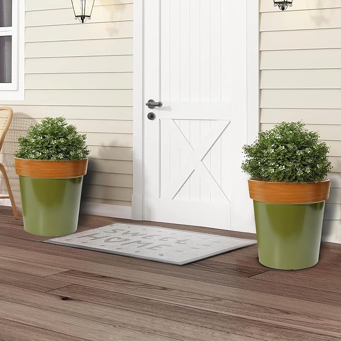 3 Pack Plant Pots, 13/11/9 Inch Large Planter, Durable Lightweight Green Flower Pot Garden Containers for Indoor & Outdoor Use, UV Resistant