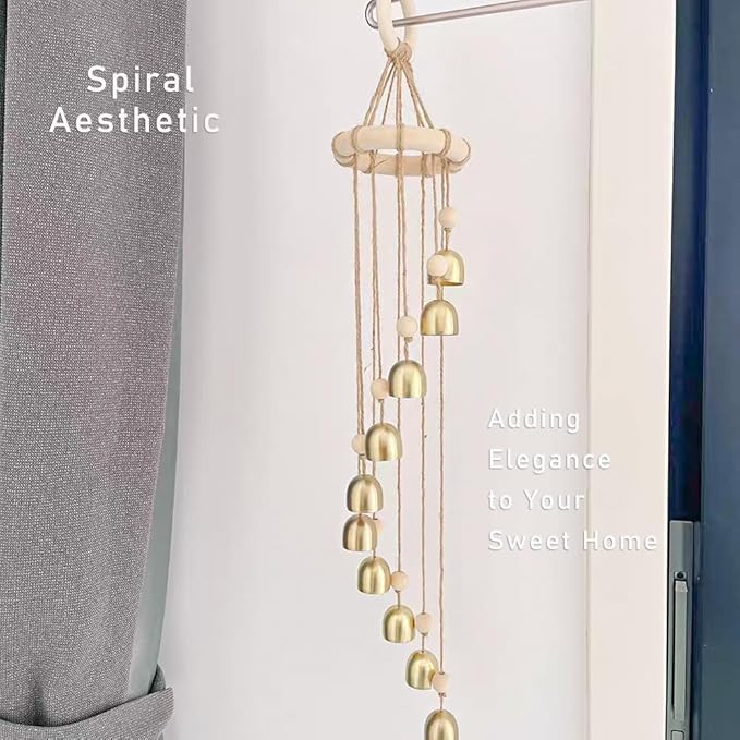 Wooden Wind Chimes for Outside Garden Wind Chimes for Outdoors 10 Brass Hanging Bells Window Patio Porch Wind Chime for Relaxing Home Décor