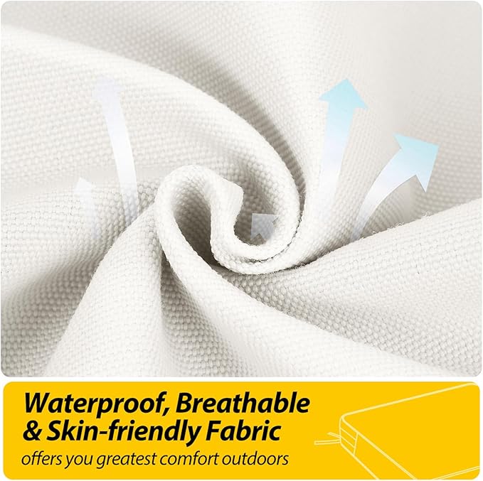 AAAAAcessories Outdoor Seat Cushions for Chairs, Waterproof, Fade-Resistant, 17" x 16" x 2", Patio Furniture Replacement Cushions, Set of 2, Creamy White