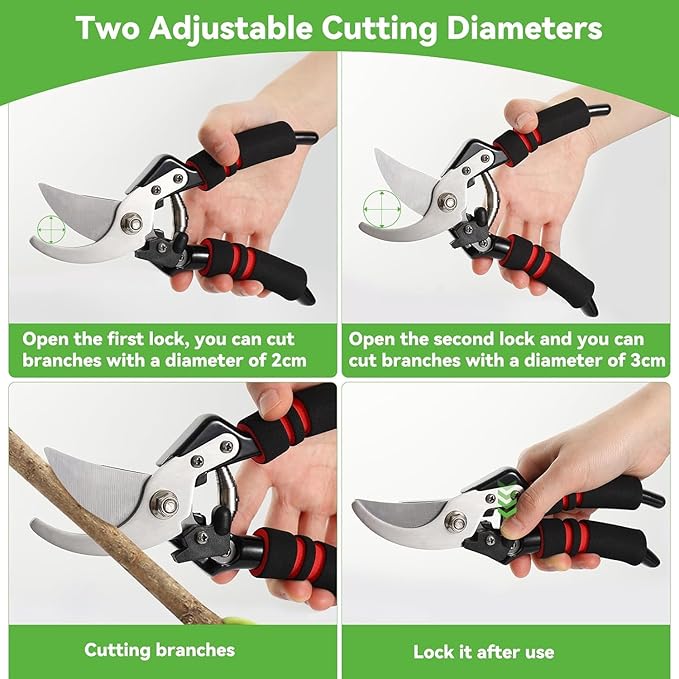 Pruning Shears for Gardening Heavy Duty Garden Scissors with Sharp SK5 Steel Blades, Ergonomic Grip Rust-Resistant Shears Pruning Tools Ideal Garden Snips and Pruners for Trees Plants Flowers