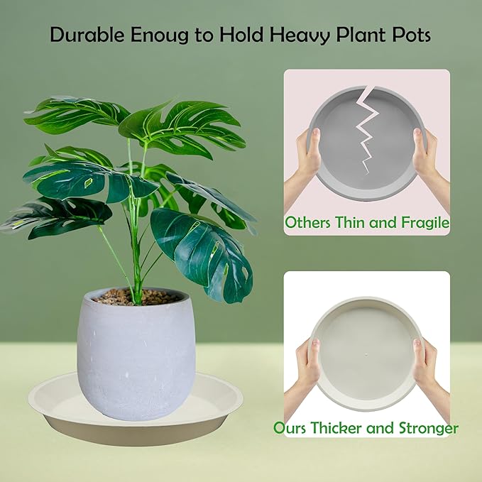 12 Pack 12 Inch Round Plant Saucers for Less 10 Inch Pot Indoors Outdoors Plant Trays for Pots Planter Saucer Plastic Drip Tray Planter Water Tray (White, 11.8"(6pcs))