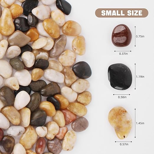 Natural River Rocks 1-2 Inch Ornamental Polished Pebbles Pebbles for Indoor Plants Small Rocks Decorative Rocks for Potted Plants Aquarium Gravel River Rocks for Plants,Aquarium,Fish Tank,Vases 1 LB