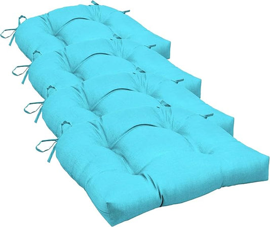 Arden Selections Rocking Chair Cushion, 21 x 21, Rain-Proof, Fade Resistant, Cushion for Rocking and Outdoor Chairs 18 x 20, Pool Blue Leala (Pack of 4)