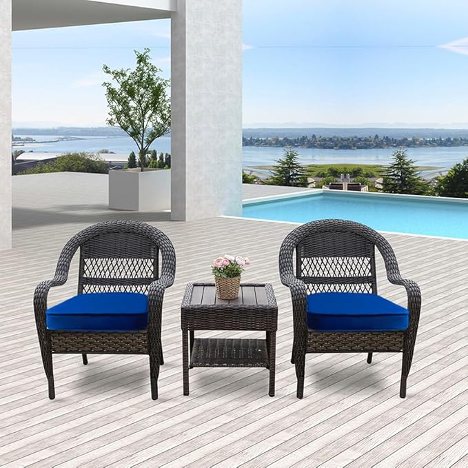 JMGBird Outdoor Chair Cushions Set of 4, Water Resistant Seat Cushions 19 x 19 Inch with Ties Outdoor Cushions for Patio Furniture
