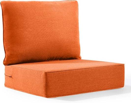 6" Thick Outdoor Cushion, 24*24*6" Patio Furniture Cushions with Waterproof Patio Furniture Cushions with Removable Cover, 28D High Density Patio Cushion for Outdoor Furniture, Orange-1pc