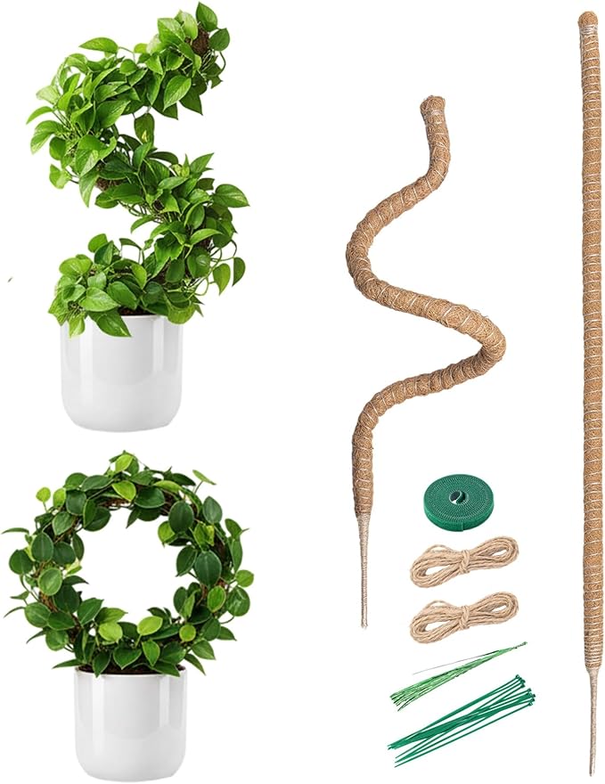 Mcbazel 2 Pack 47 Inch Moss Pole for Plants Monstera, Plant Support Stick, Bendable Moss Poles Plant Support Stick for Climbing Plants, Stick Support Stake Kit for Potted Plants,Pothos,Philodendron