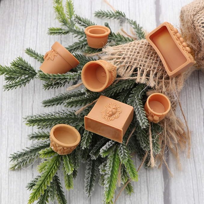 7 Pcs Miniature Flower Pots, Tiny Resin Terracotta-Style Pots for Dollhouse, Fairy Garden, Microlandscape Crafts, DIY Mini Garden & Model Displays