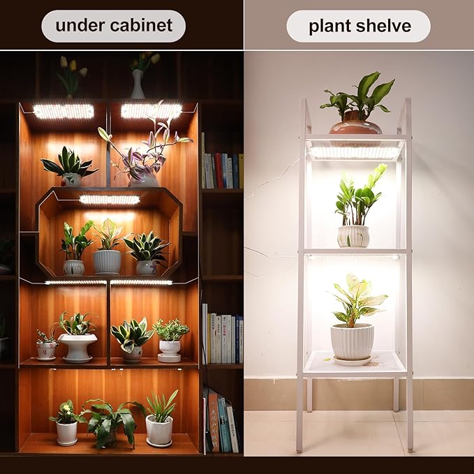 4Pack Panel Grow Lights for Indoor Plants, Seed Starting, Vegetables with 4/8/12/16/20 Hr Timer, 40W Full Spectrum LED Plant Growing Lamps for Cabinet/Shelves/Greenhouse, Plug-and-Play, Connect Freely