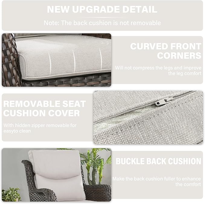 Outdoor Chair Cushions - 22 * 24" Outdoor Patio Cushions with Removable Cover, 28D High Density Sponge Filling Patio Furniture Cushions for Chairs, Rocker, Sofa and Loveseat - Beige