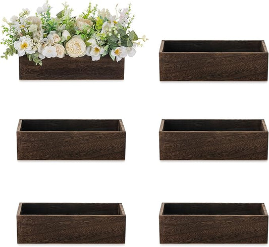 NUPTIO Wooden Box Centerpiece for Table: 6 Pcs 11.8" Long Wood Rectangle Box - Farmhouse Flower Box for Fall Wedding Dining Living Room Mantel Table Centerpiece Decor