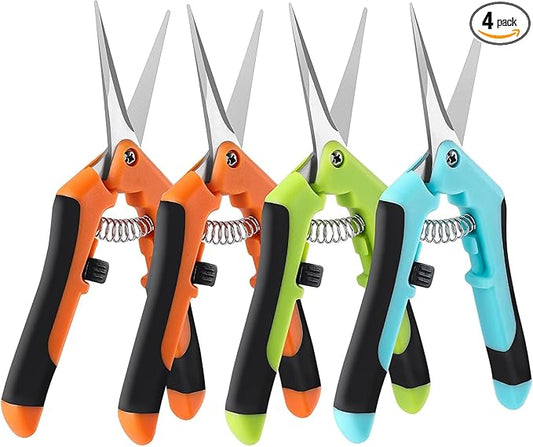 4 Pack Garden Pruning Shears, Stainless Steel Shears, Gardening Shears Scissors Pruning Shears for Gardening Tools (2pcs Orange+1pcs Green+1pcsBlue)
