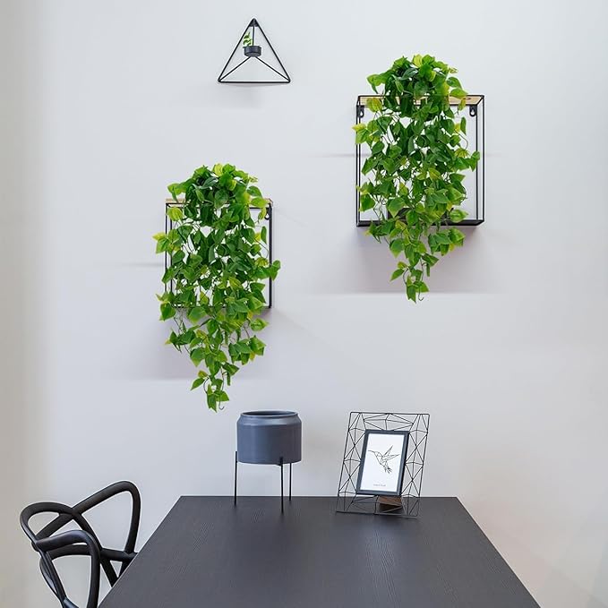 BLEUM CADE Fake Hanging Plants, 8pcs Artificial Hanging Plant, Faux Pothos Vines Greenery for Wall Home Living Room Office Indoor Outdoor Decor (No Baskets)
